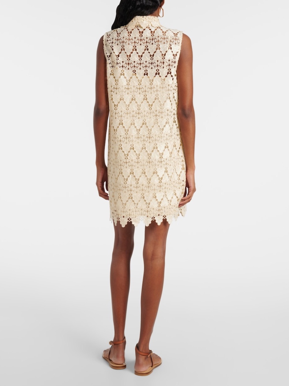 FRAME The Deco Scalloped Guipure Lace
Mini Shirt Dress Ecru Cream M NWT - Picture 3 of 12